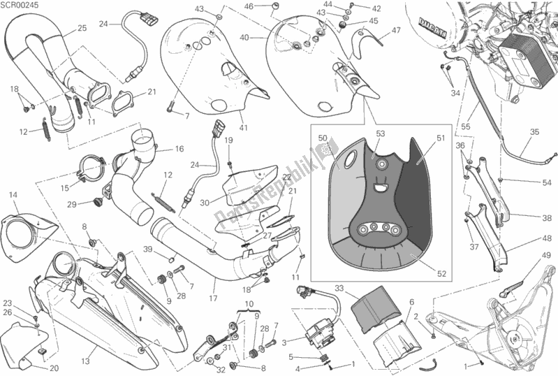 Toutes les pièces pour le Gruppo Scarico du Ducati Superbike 1299S ABS USA 2017